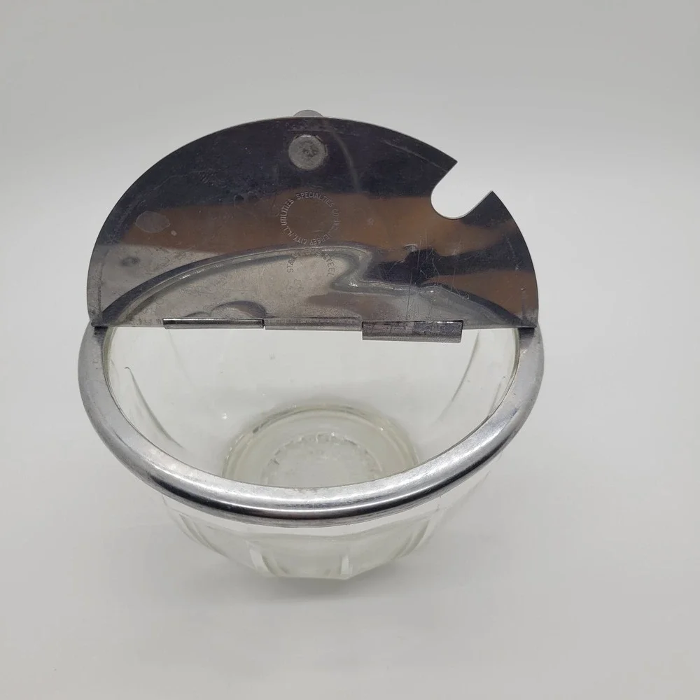 Specialties Utilities Co Glass Condiment Jar Stainless Hinged Lid Jersey City NJ